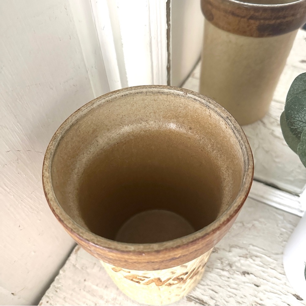Vtg Retro Pottery Craft USA Ceramic Utensil Crock Holder 70s Stoneware Kitchen - Picture 2 of 8